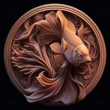 3D model Round  tailed fighting fish fish (STL)